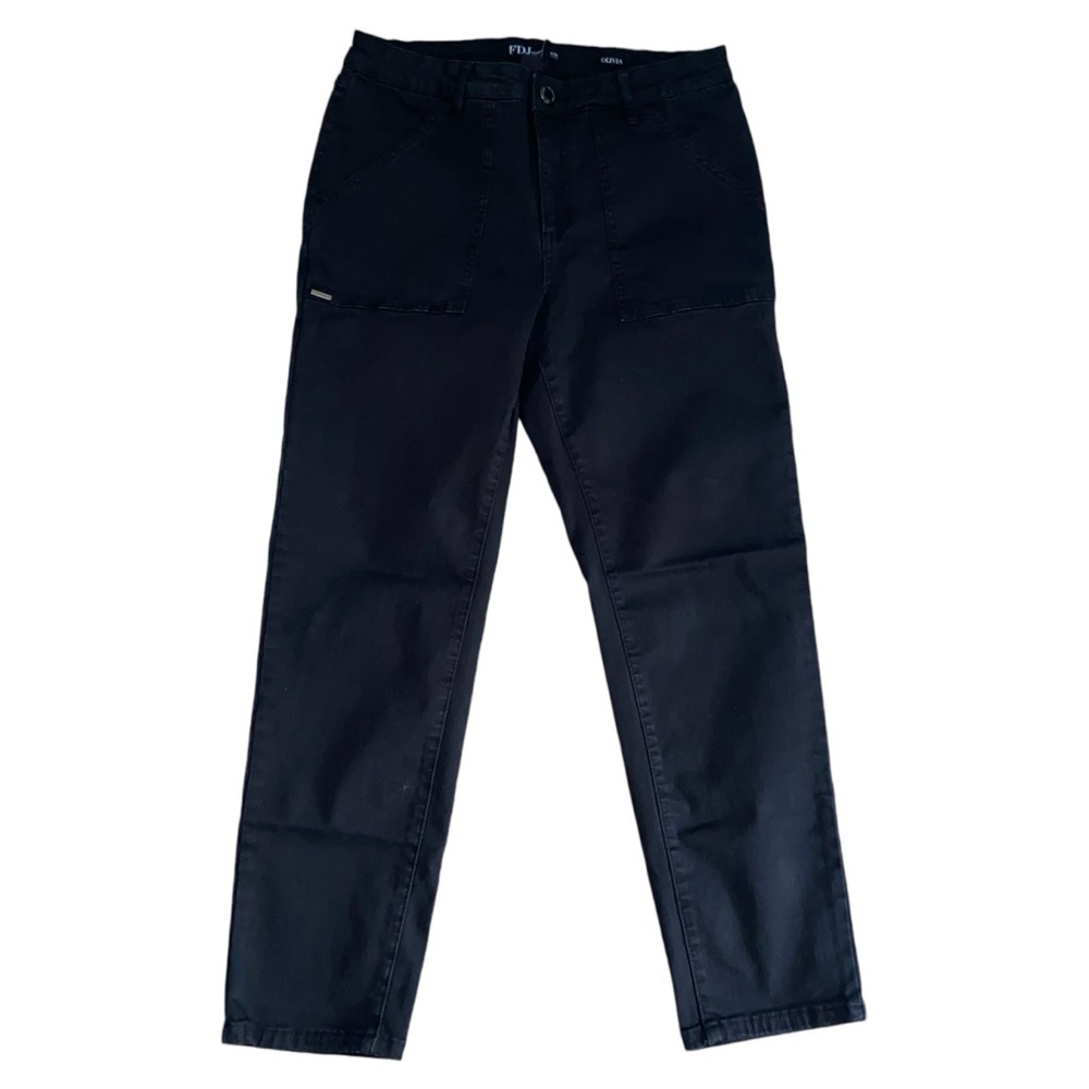 FDJ Women’s 12 Black Cargo Pants Straight Leg High Rise Jeans